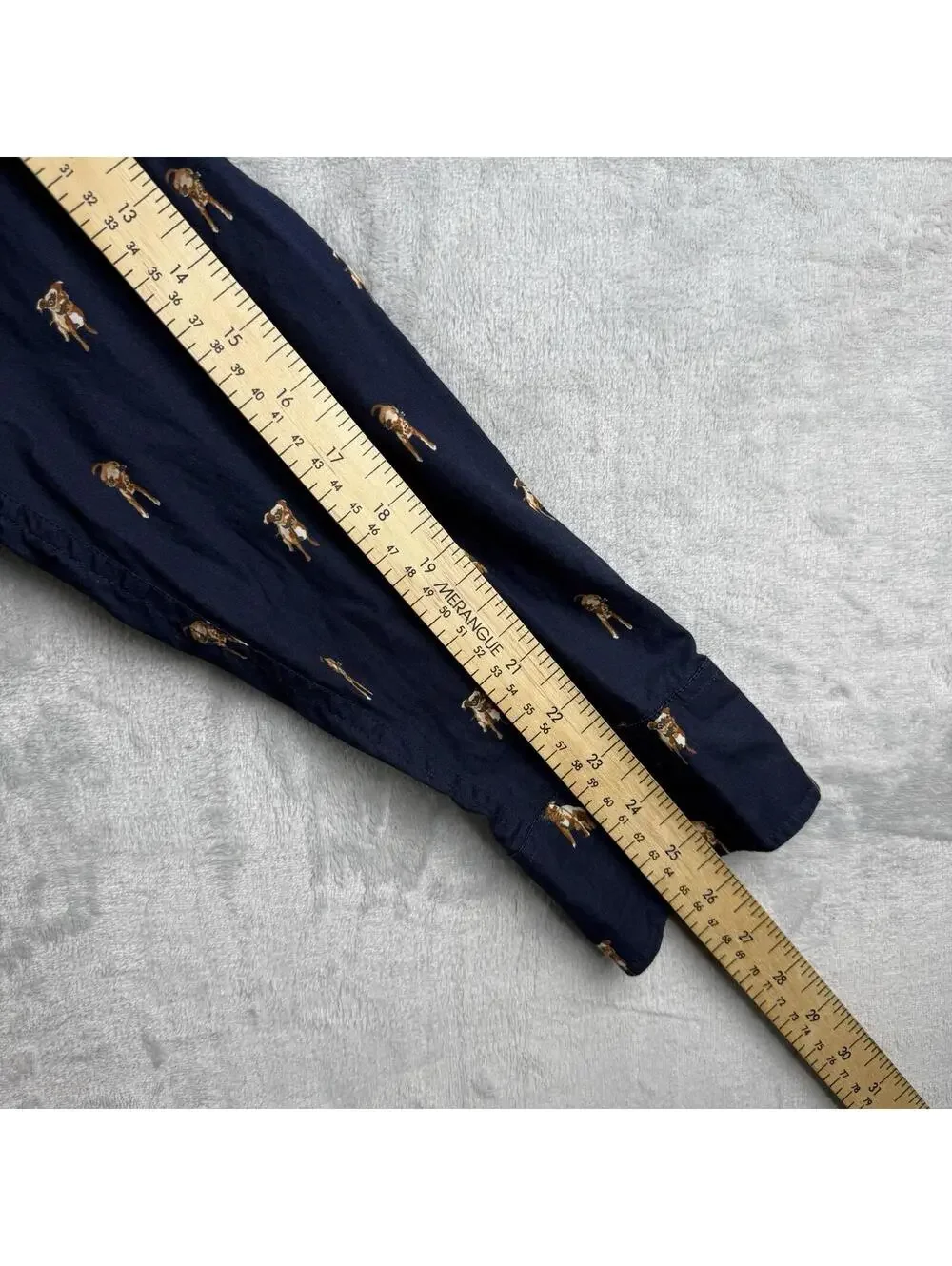 J.Crew Secret Wash Shirt Men Medium Navy Dog Print Button Front Stretch Slim Fit